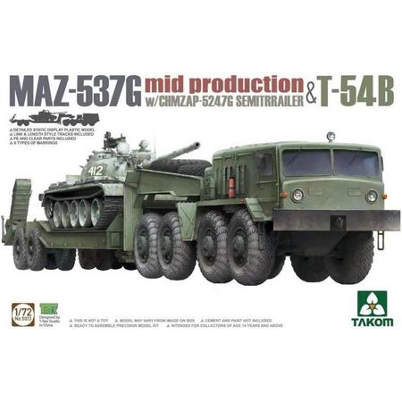 Takom | 5013 | MAZ-537 Mid w/ CHMZAP-5247G trailer & T-54B | 1:72